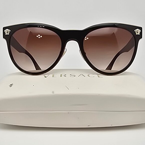 Versace Mod 2198 1252/13 Havana Gold Frame Brown Gradient Lens Sunglasses w Case main image 11